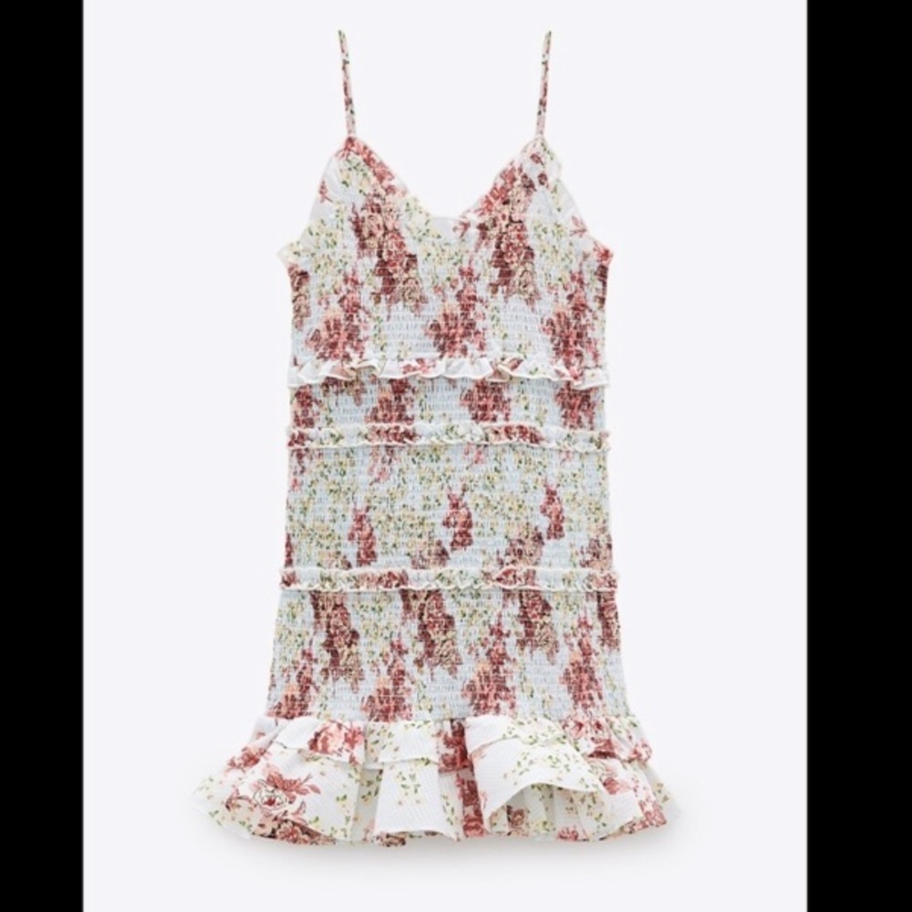 Zara Light Blue Floral Printed Mini Dress